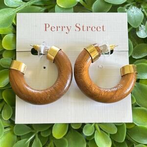 BOGO FREE Perry Street Wooden hoop 1” earrings
